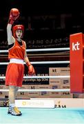24 November 2014; Katie Taylor, Ireland, celebrates after beating Yana Allekseevna, Azerbaijan, in their 60kg Light Weight Final. 2014 AIBA Elite Women's World Boxing Championships, Jeju, Korea. Photo by Sportsfile