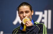 24 November 2014; Katie Taylor, Ireland, with her gold medal after beating Yana Allekseevna, Azerbaijan, in their 60kg Light Weight Final. 2014 AIBA Elite Women's World Boxing Championships, Jeju, Korea. Photo by Sportsfile