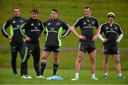 24 November 2014; Munster players, from left to right, Johne Murphy, Ian Keatley, Ronan O'Mahony, Stephen Fitzgerald and Tomas Quinlan during squad training ahead of Friday's Guinness PRO12, Round 9, match against Ulster. Munster Rugby Squad Training, University of Limerick, Limerick. Picture credit: Diarmuid Greene / SPORTSFILE