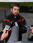24 November 2014; Munster's Duncan Casey speaking to reporters during a press conference ahead of Friday's Guinness PRO12, Round 9, match against Ulster. Munster Rugby Press Conference, University of Limerick, Limerick. Picture credit: Diarmuid Greene / SPORTSFILE