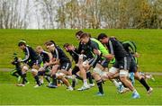 24 November 2014; Munster players, including Paddy Butler, right, warm up during squad training ahead of Friday's Guinness PRO12, Round 9, match against Ulster. Munster Rugby Squad Training, University of Limerick, Limerick. Picture credit: Diarmuid Greene / SPORTSFILE