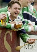 26 March 2004; A Scotland supporter, wielding a wooden spoon, cheers his side on during the U21 Six Nations Championship match between Ireland and Scotland at Stradbrook Park in Blackrock, Dublin. Photo by David Maher/Sportsfile