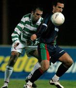 26 March 2004; Terry Palmer of Shamrock Rovers in action against Neale Fenn of Cork City during the Eircom League Premier Division match between Shamrock Rovers and Cork City at Richmond Park in Dublin. Photo by David Maher/Sportsfile