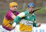 28 March 2004; David Franks of Offaly in action against Michael Jordan of Wexford during the Allianz Hurling League Division 1B match between Offaly and Wexford at St. Brendan's Park in Birr, Offaly. Photo by David Maher/Sportsfile