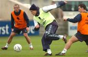 29 March 2004; Damien Duff in action against Ian Harte during a Republic of Ireland Training Session at the Carlisle Grounds in Bray, Wicklow. Photo by David Maher/Sportsfile