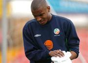 29 March 2004; Clinton Morrison holds his hand after a challenge during a Republic of Ireland Training Session at the Carlisle Grounds in Bray, Wicklow. Photo by David Maher/Sportsfile