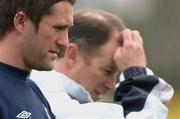 29 March 2004; Robbie Keane chats with manager Brian Kerr after a Republic of Ireland Training Session at the Carlisle Grounds in Bray, Wicklow. Photo by David Maher/Sportsfile