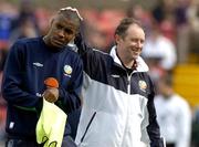 30 March 2004; Manager Brian Kerr with Clinton Morrison during a Republic of Ireland Squad Training Session at the Carlisle Grounds in Bray, Wicklow. Photo by Pat Murphy/Sportsfile