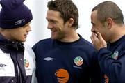 30 March 2004; Players, from left, Damien Duff, Robbie Keane and Stephen Carr during a Republic of Ireland Squad Training Session at the Carlisle Grounds in Bray, Wicklow. Photo by Pat Murphy/Sportsfile