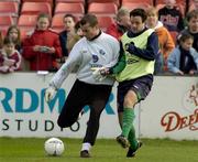 30 March 2004; Shay Given in action against Andy Reid during a Republic of Ireland Squad Training Session at the Carlisle Grounds in Bray, Wicklow. Photo by Pat Murphy/Sportsfile