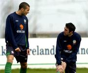 30 March 2004; Stephen Kelly and John Thompson, right,  during a Republic of Ireland Squad Training Session at the Carlisle Grounds in Bray, Wicklow. Photo by Pat Murphy/Sportsfile