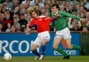 31 March 2004; Kevin Kilbane of Republic of Ireland in action against Pavel Nedved of Czech Republic during an International Friendly between Republic of Ireland and Czech Republic at Lansdowne Road in Dublin. Photo by David Maher/Sportsfile