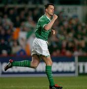 31 March 2004; Ian Harte of Republic of Ireland celebrates after scoring his side's first goal during an International Friendly between Republic of Ireland and Czech Republic at Lansdowne Road in Dublin. Photo by David Maher/Sportsfile