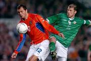 31 March 2004; Vratislav Lokvenc of Czech Republic in action against Kenny Cunningham of Republic of Ireland during an International Friendly between Republic of Ireland and Czech Republic at Lansdowne Road in Dublin. Photo by David Maher/Sportsfile