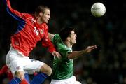 31 March 2004; Alan Lee of Republic of Ireland in action against David Rozehnal of Czech Republic during an International Friendly between Republic of Ireland and Czech Republic at Lansdowne Road in Dublin. Photo by Damien Eagers/Sportsfile