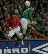 31 March 2004; Rory Delap of Republic of Ireland in action against Marek Jankulovski of Czech Republic during an International Friendly between Republic of Ireland and Czech Republic at Lansdowne Road in Dublin. Photo by Damien Eagers/Sportsfile