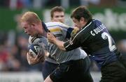 2 April 2004; Des Dillon of Leinster Lions is tackled by Gordam Bulloch of Glasgow Rugby during the Celtic League Division 1 match between Leinster Lions and Glasgow Rugby at Donnybrook Stadium in Dublin. Photo by Matt Browne/Sportsfile