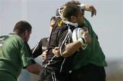 3 April 2004; Dave Tiueti of Neath Swansea is tackled by John O'Sullivan, right, and Peter Bracken of Connacht during the Celtic League Division 1 match between Connacht and Neath Swansea at the Sportsground in Galway. Photo by Matt Browne/Sportsfile