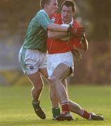 3 April 2004; Dermot Hurley of Cork in action against Shane McDermott of Fermanagh during the Allianz Football League Division 1A Round 7 match between Cork and Fermanagh at Pairc Ui Rinn in Cork. Photo by Damien Eagers/Sportsfile