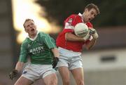 3 April 2004; Alan O'Regan of Cork in action against Liam McBarron of Fermanagh during the Allianz Football League Division 1A Round 7 match between Cork and Fermanagh at Pairc Ui Rinn in Cork. Photo by Damien Eagers/Sportsfile