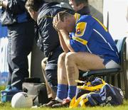 4 April 2004; Paul Barden of Longford reacts after being sent off during the Allianz Football League Division 1A Round 7 match between Dublin and Longford at Parnell Park in Dublin. Photo by Pat Murphy/Sportsfile