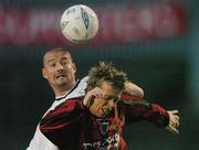 5 April 2004; Bobby Ryan of Bohemians in action against Dave Rodgers of Shelbourne during the Eircom League Premier Division match between Bohemians and Shelbourne at Dalymount Park in Dublin. Photo by David Maher/Sportsfile