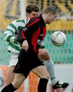 6 April 2004; Shane Barrett of Longford Town in action against Jason McGuinness of Shamrock Rovers during the Eircom League Premier Division match between Shamrock Rovers and Longford Town at Richmond Park in Dublin. Photo by David Maher/Sportsfile