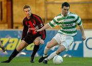 6 April 2004; Shane Robinson of Shamrock Rovers in action against Sean Dillion of Longford Town during the Eircom League Premier Division match between Shamrock Rovers and Longford Town at Richmond Park in Dublin. Photo by David Maher/Sportsfile
