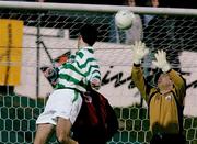 6 April 2004; Terry Palmer of Shamrock Rovers heads to score his side's first goal during the Eircom League Premier Division match between Shamrock Rovers and Longford Town at Richmond Park in Dublin. Photo by David Maher/Sportsfile