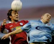 9 April 2004; Jamie Harris of Shelbourne in action against Gary O'Neill of Dublin City during the Eircom League Premier Division match between Shelbourne and Dublin City at Tolka Park in Dublin. Photo by David Maher/Sportsfile