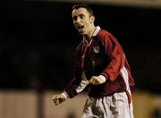 9 April 2004; Ollie Cahill of Shelbourne celebrates after scoring his side's first goal during the Eircom League Premier Division match between Shelbourne and Dublin City at Tolka Park in Dublin. Photo by David Maher/Sportsfile