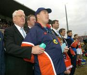 10 April 2004; Munster coach Alan Gaffney, left, and assistant coach Brian Hickey at the final whistle of the Heineken Cup Quarter-Final match between Munster and Stade Francais at Thomond Park in Limerick. Photo by Brendan Moran/Sportsfile