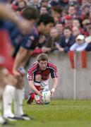 10 April 2004; Ronan O'Gara of Munster prepares to take a late penalty during the Heineken Cup Quarter-Final match between Munster and Stade Francais at Thomond Park in Limerick. Photo by Ray McManus/Sportsfile