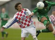10 April 2004; Denise Thomas of Republic of Ireland in action against Branka Kozic of Croatia during the UEFA Women's Euro 2005 Qualifier between Republic of Ireland and Croatia at Richmond Park in Dublin. Photo by Pat Murphy/Sportsfile