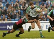 11 April 2004; Matt Mostyn of Connacht is tackled by Andre Vos of NEC Harlequins during the Parker Pen Challenge Cup Semi-Final between NEC Harlequins and Connacht at Twickenham Stoop Stadium in London, England. Photo by Pat Murphy/Sportsfile