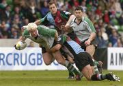 11 April 2004; Mark McHugh of Connacht is tackled by Andre Vos of NEC Harlequins during the Parker Pen Challenge Cup Semi-Final between NEC Harlequins and Connacht at Twickenham Stoop Stadium in London, England. Photo by Pat Murphy/Sportsfile