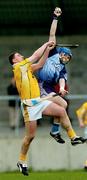 11 April 2004; Kevin Flynn of Dublin in action against Jim Connolly of Antrim during the Allianz Hurling League Division 1 Group 2 match between Dublin and Antrim at Parnell Park in Dublin. Photo by Brian Lawless/Sportsfile