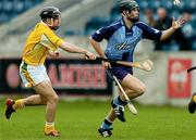 11 April 2004; Michael Carton of Dublin in action against Ciaran Herron of Antrim during the Allianz Hurling League Division 1 Group 2 match between Dublin and Antrim at Parnell Park in Dublin. Photo by Brian Lawless/Sportsfile