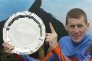 15 July 2007; Jockey Johnny Murtagh celebrates after winning the Darley Irish Oaks aboard Peeping Fawn. Curragh Racecourse, Co. Kildare. Picture credit: Ray Lohan / SPORTSFILE *** Local Caption ***