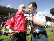 15 July 2007; Tyrone manager Mickey Harte being interviewed by RTÉ's Martin Kiely just after the final whistle. Bank of Ireland Ulster Senior Football Championship Final - Tyrone v Monaghan, St Tighearnach's Park, Clones, Co Monaghan. Picture credit: Oliver McVeigh / SPORTSFILE