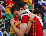 15 July 2007; The Carlow captain Daniel St. Ledger is embraced by his mother Bríd after the game. ESB Leinster Minor Football Championship Final, Laois v Carlow, Croke Park, Dublin. Picture credit: Ray McManus / SPORTSFILE