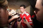 15 July 2007; Sean Cavannagh, Tyrone, being interviewed in the players tunnel. Bank of Ireland Ulster Senior Football Championship Final - Tyrone v Monaghan, St Tighearnach's Park, Clones, Co Monaghan. Picture credit: Russell Pritchard / SPORTSFILE