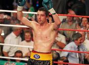 14 July 2007; John Duddy celebrates his knock-out victory over Alessio Furlan. Hunky Dorys Fight Night, John Duddy.v.Alessio Furlan, National Stadium, Dublin. Picture credit: Stephen McCarthy / SPORTSFILE *** Local Caption ***