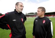 17 July 2007; Derry City manager John Robertson, right, with Sean Hargan after a press conference in advance of their Champions League fixture against FC Pyunik of Armenia. Brandywell Stadium, Derry. Picture credit: Oliver McVeigh / SPORTSFILE