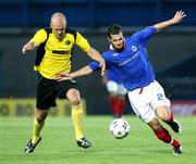 17 July 2007; Thomas Stewart, Linfield, in action against Martin Andersson, IF Elfsborg. UEFA Champions League, 1st Round, 1st leg, Linfield v IF Elfsborg, Windsor Park, Belfast, Co. Antrim. Picture credit: Oliver McVeigh / SPORTSFILE