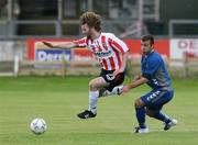 18 July 2007; Patrick McCourt, Derry City, in action against Arthur Yeoigaryan, FC Pyunik. UEFA Champions League, 1st Round, 1st leg, Derry City vs FC Pyunik, Brandywell, Derry. Picture credit: Oliver McVeigh / SPORTSFILE