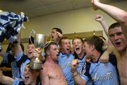 18 July 2007; Dublin players, from left, Stephen Loughlin, Stephen Ennis, Jack Gilligan, John McCaffrey, Eugene Farrell, Eoin Moran and Diarmuid Connolly, celebrate with the cup. U21 Leinster Hurling Championship final, Dublin v Offaly, Parnell Park, Dublin. Picture Credit; Ray Lohan / SPORTSFILE *** Local Caption ***