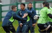 25 November 2014; Connacht's Bundee Aki in action against Jack Carty during squad training ahead of their Guinness PRO12, Round 9, game against Scarlets on Saturday. Connacht Rugby Squad Training, The Sportsground, Galway. Picture credit: Diarmuid Greene / SPORTSFILE
