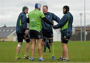 25 November 2014; Connacht players, from left to right, Danny Qualter, Mick Kearney, Michael Swift and John Muldoon stretch before squad training ahead of their Guinness PRO12, Round 9, game against Scarlets on Saturday. Connacht Rugby Squad Training, The Sportsground, Galway. Picture credit: Diarmuid Greene / SPORTSFILE