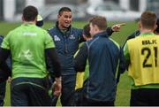 25 November 2014; Connacht head coach Pat Lam speaks to his players during squad training ahead of their Guinness PRO12, Round 9, game against Scarlets on Saturday. Connacht Rugby Squad Training, The Sportsground, Galway. Picture credit: Diarmuid Greene / SPORTSFILE